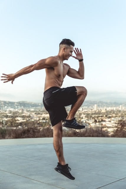 High knees outdoors